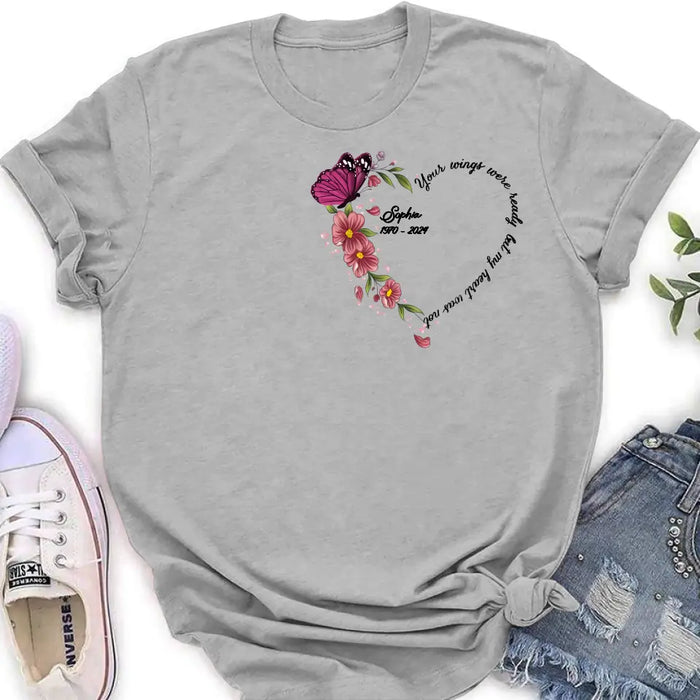 Custom Personalized Memorial Butterfly Shirt/ Hoodie - Memorial Gift Idea for Mother's Day/Father's Day - Your Wings Were Ready But My Heart Was Not