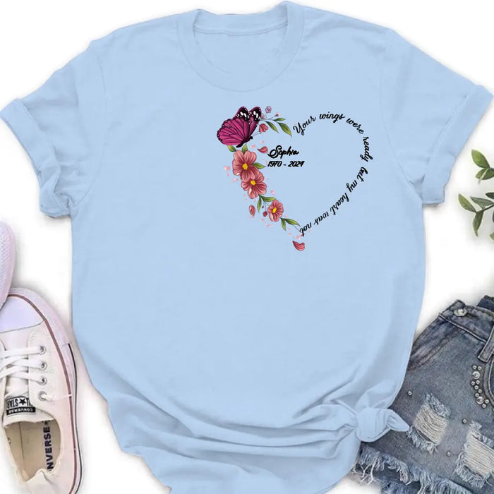 Custom Personalized Memorial Butterfly Shirt/ Hoodie - Memorial Gift Idea for Mother's Day/Father's Day - Your Wings Were Ready But My Heart Was Not