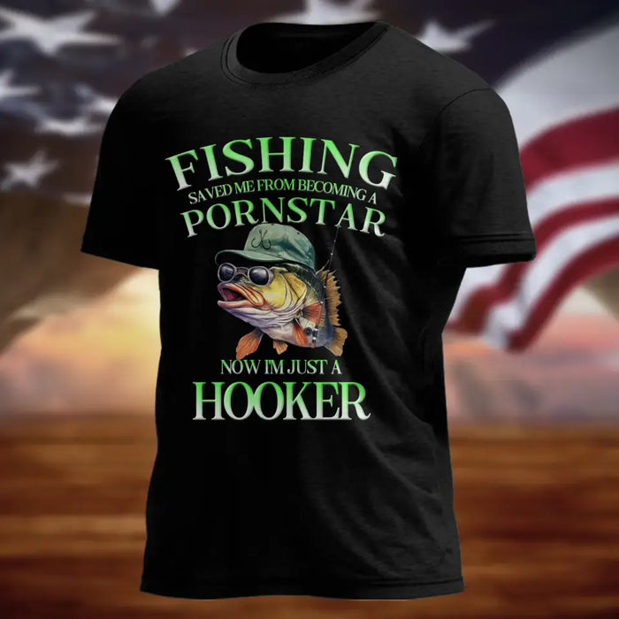 Custom Personalized Fishing AOP T-shirt - Father's Day Gift Idea for Fishing - Fishing Saved Me
