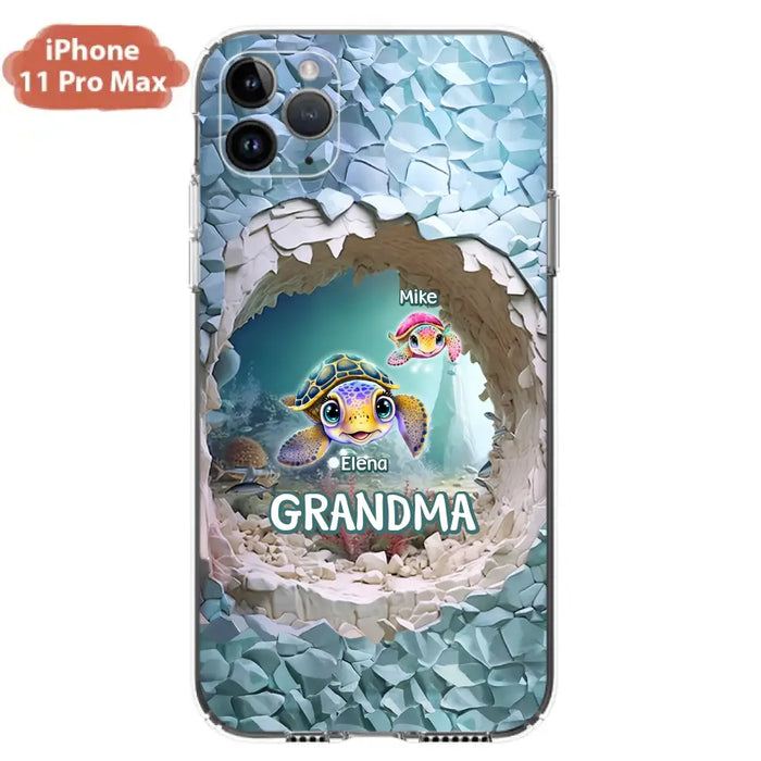 Custom Personalized Turtle Phone Case - Upto 10 Kids - Mother's Day Gift Idea For Grandma - Case for iPhone/Samsung