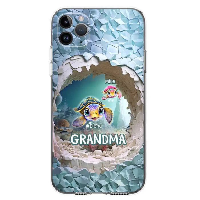 Custom Personalized Turtle Phone Case - Upto 10 Kids - Mother's Day Gift Idea For Grandma - Case for iPhone/Samsung