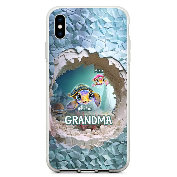 Custom Personalized Turtle Phone Case - Upto 10 Kids - Mother's Day Gift Idea For Grandma - Case for iPhone/Samsung