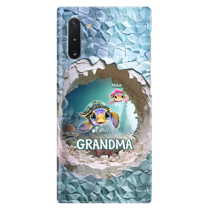 Custom Personalized Turtle Phone Case - Upto 10 Kids - Mother's Day Gift Idea For Grandma - Case for iPhone/Samsung