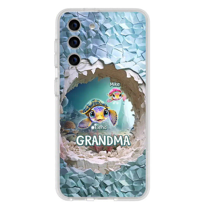 Custom Personalized Turtle Phone Case - Upto 10 Kids - Mother's Day Gift Idea For Grandma - Case for iPhone/Samsung