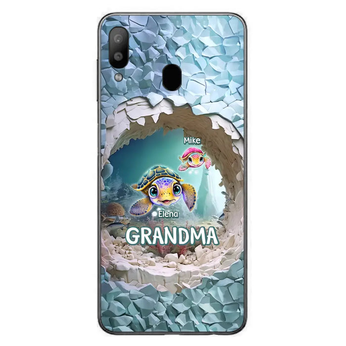 Custom Personalized Turtle Phone Case - Upto 10 Kids - Mother's Day Gift Idea For Grandma - Case for iPhone/Samsung