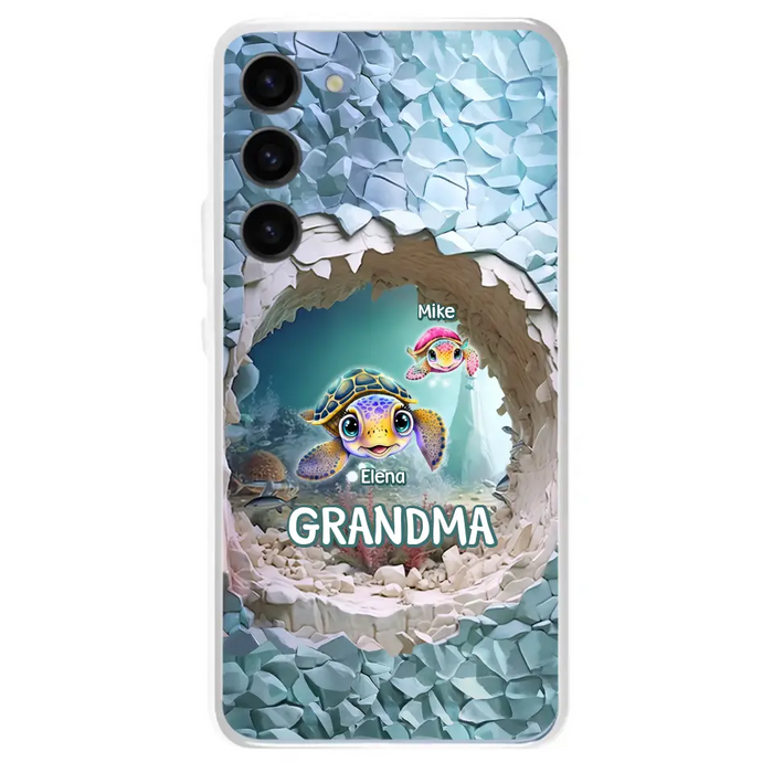 Custom Personalized Turtle Phone Case - Upto 10 Kids - Mother's Day Gift Idea For Grandma - Case for iPhone/Samsung