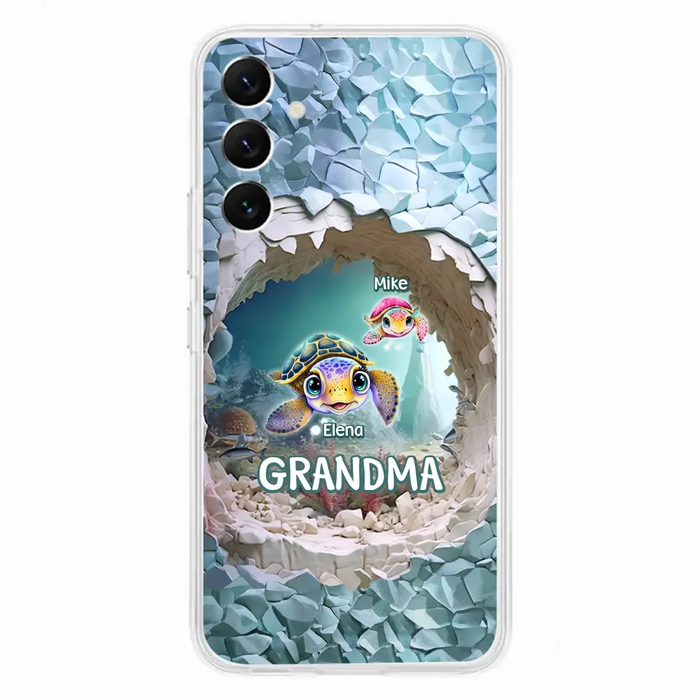 Custom Personalized Turtle Phone Case - Upto 10 Kids - Mother's Day Gift Idea For Grandma - Case for iPhone/Samsung