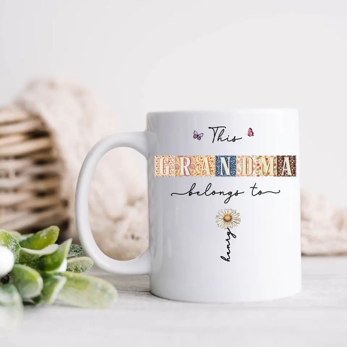 Custom Personalized Flower Coffee Mug - Upto 8 Kids - Mother's Day Gift Idea for Grandma/Mom - This Mom/Grandma Belongs To