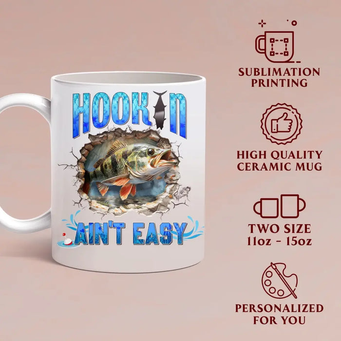 Custom Personalized Fishing Largemouth Bass Break Through Wall Coffee Mug - Gift Idea For Fishing Lover/Father's Day/ Birthday - On Weekends I Hook Up With Big Girls Who Swallow