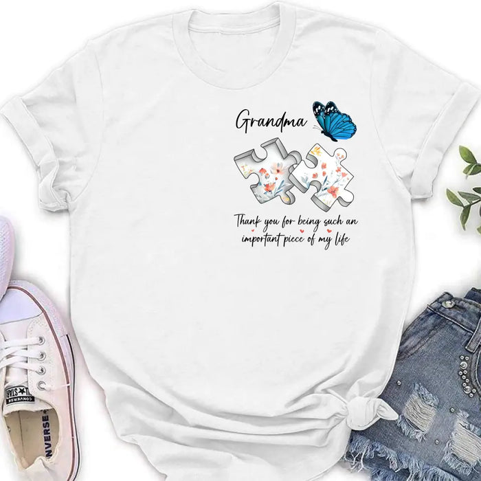 Custom Personalized Butterfly Shirt/ Hoodie - Gift Idea for Mother's Day/ Father's Day - Thank You For Being Such An Important Piece Of My Life