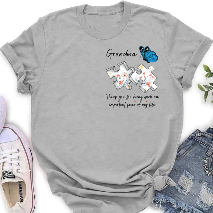 Custom Personalized Butterfly Shirt/ Hoodie - Gift Idea for Mother's Day/ Father's Day - Thank You For Being Such An Important Piece Of My Life