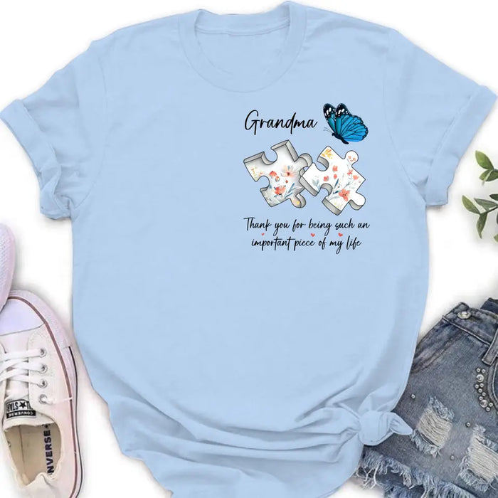 Custom Personalized Butterfly Shirt/ Hoodie - Gift Idea for Mother's Day/ Father's Day - Thank You For Being Such An Important Piece Of My Life