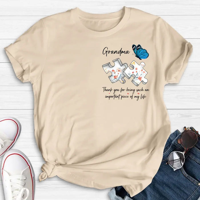 Custom Personalized Butterfly Shirt/ Hoodie - Gift Idea for Mother's Day/ Father's Day - Thank You For Being Such An Important Piece Of My Life