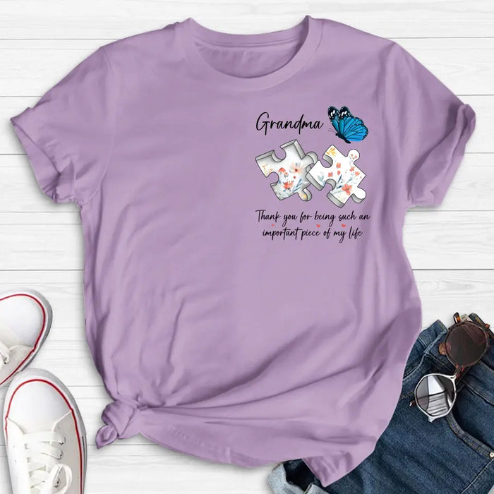 Custom Personalized Butterfly Shirt/ Hoodie - Gift Idea for Mother's Day/ Father's Day - Thank You For Being Such An Important Piece Of My Life