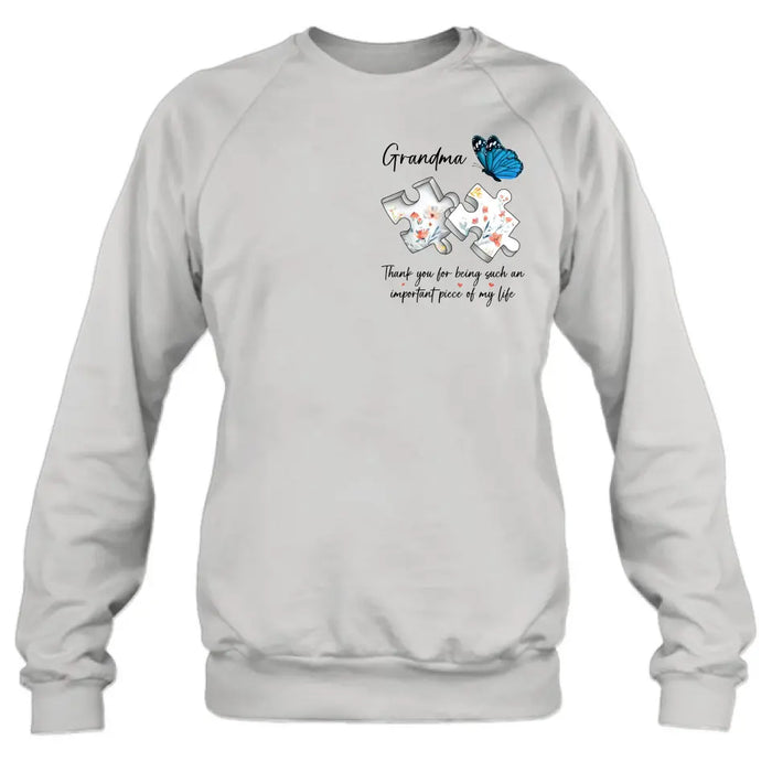 Custom Personalized Butterfly Shirt/ Hoodie - Gift Idea for Mother's Day/ Father's Day - Thank You For Being Such An Important Piece Of My Life