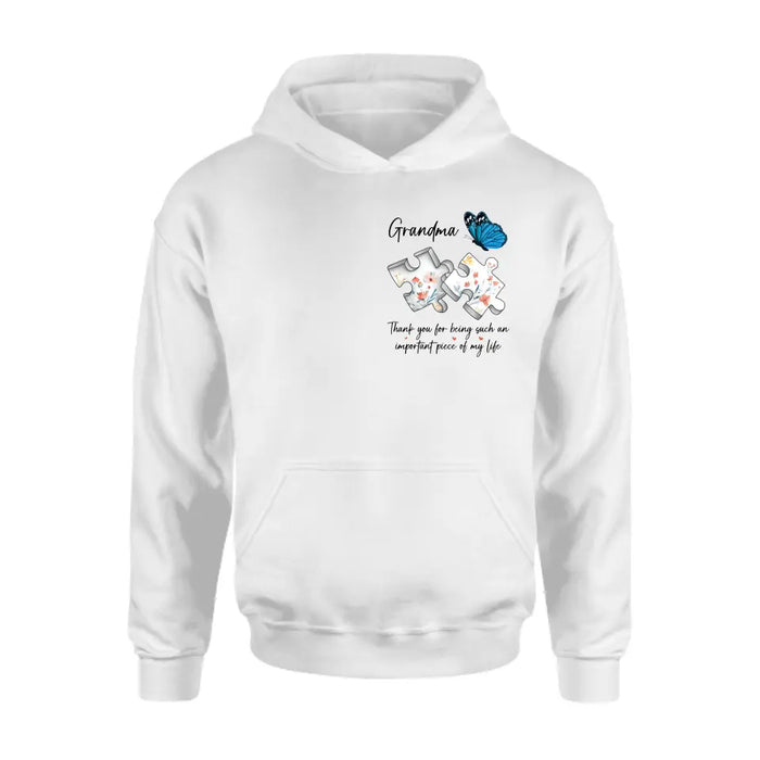 Custom Personalized Butterfly Shirt/ Hoodie - Gift Idea for Mother's Day/ Father's Day - Thank You For Being Such An Important Piece Of My Life