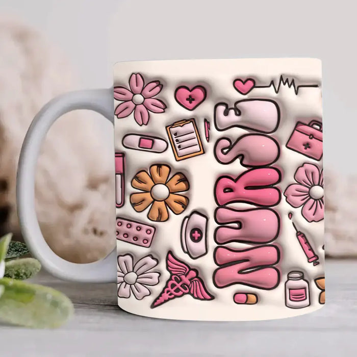 Custom Personalized Nurse Life Healing And Support 3D Inflated Coffee Mug - Gift Idea For Nurse