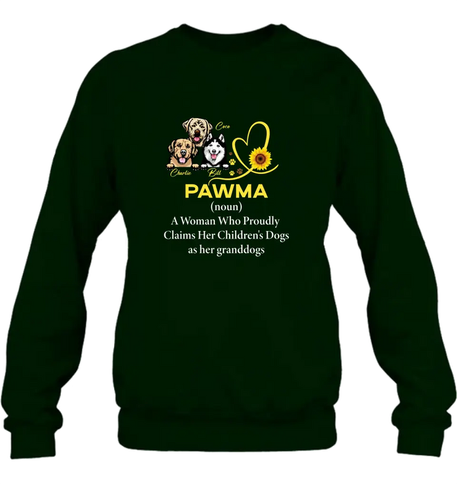 Custom Personalized Pawma Shirt/Hoodie - Gift For Dog Mom/ Mother's Day - Pawma A Woman Who Proudly Claims Her Children's Dogs As Her Granddogs