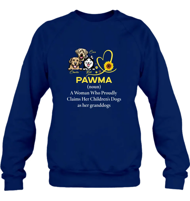 Custom Personalized Pawma Shirt/Hoodie - Gift For Dog Mom/ Mother's Day - Pawma A Woman Who Proudly Claims Her Children's Dogs As Her Granddogs
