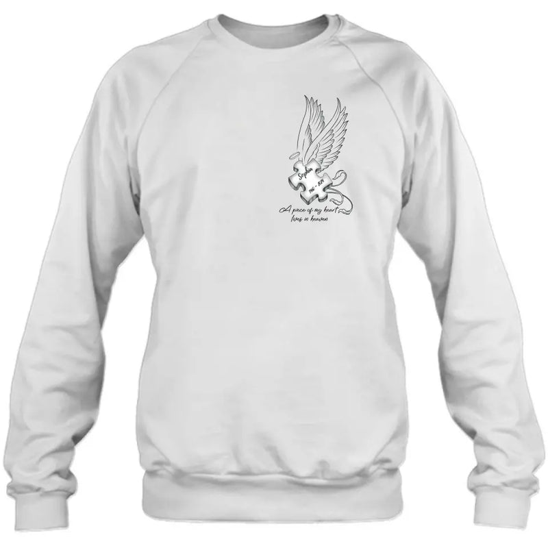 Personalized Memorial Piece Shirt/Hoodie - Memorial Gift Idea For Family Member/Mother's Day/Father's Day - A Piece Of My Heart Lives In Heaven