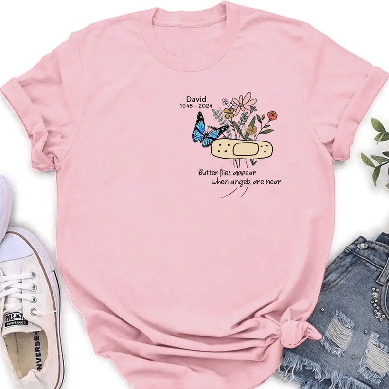 Personalized Memorial Unisex T-shirt/Long Sleeve/Sweatshirt/Hoodie - Memorial Gift Idea - Butterflies Appear When Angels Are Near