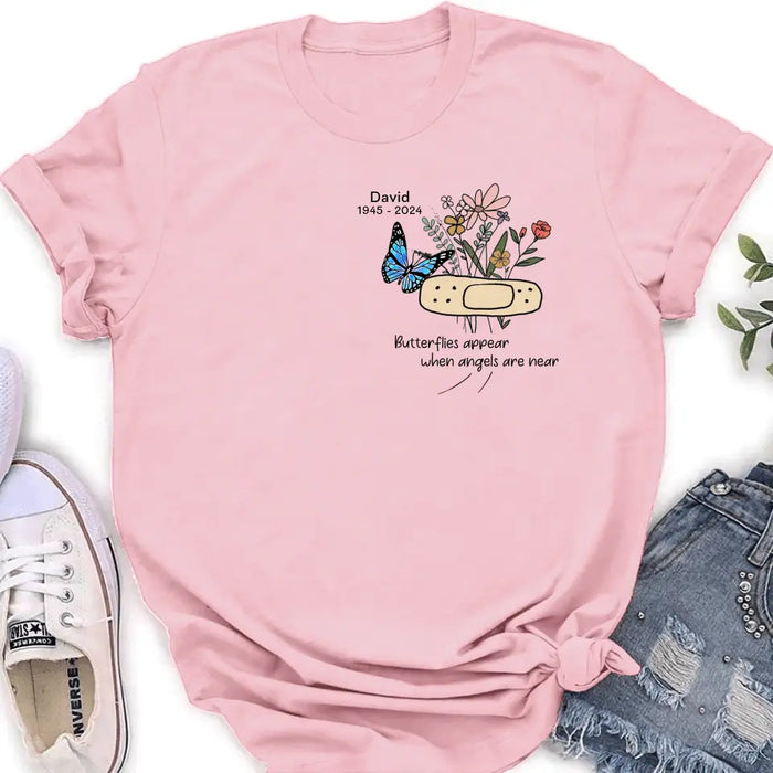 Custom Personalized Memorial Unisex T-shirt/ Long Sleeve/ Sweatshirt/ Hoodie - Memorial Gift Idea - Butterflies Appear When Angels Are Near