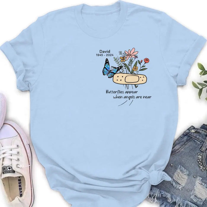 Custom Personalized Memorial Unisex T-shirt/ Long Sleeve/ Sweatshirt/ Hoodie - Memorial Gift Idea - Butterflies Appear When Angels Are Near