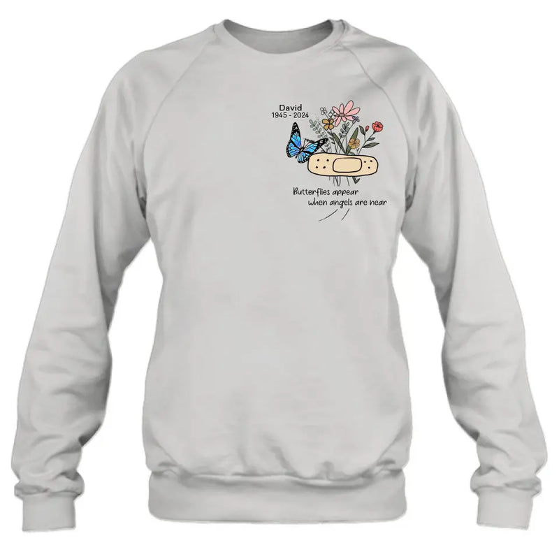 Personalized Memorial Unisex T-shirt/Long Sleeve/Sweatshirt/Hoodie - Memorial Gift Idea - Butterflies Appear When Angels Are Near