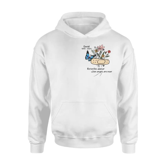 Custom Personalized Memorial Unisex T-shirt/ Long Sleeve/ Sweatshirt/ Hoodie - Memorial Gift Idea - Butterflies Appear When Angels Are Near