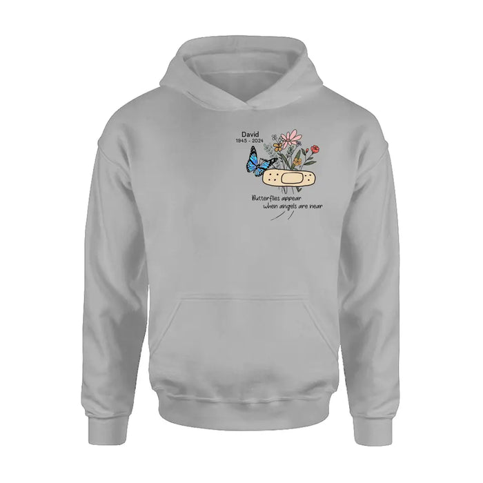 Custom Personalized Memorial Unisex T-shirt/ Long Sleeve/ Sweatshirt/ Hoodie - Memorial Gift Idea - Butterflies Appear When Angels Are Near