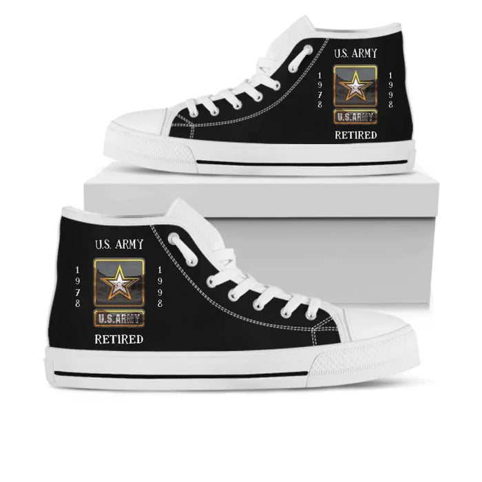 Custom Personalized Retired Veteran High Top Sneakers - Father's Day Gift for Veteran