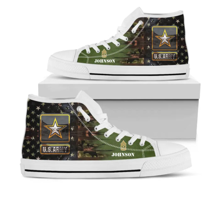 Custom Personalized Veteran High Top Sneakers - Father's Day Gift for Veteran