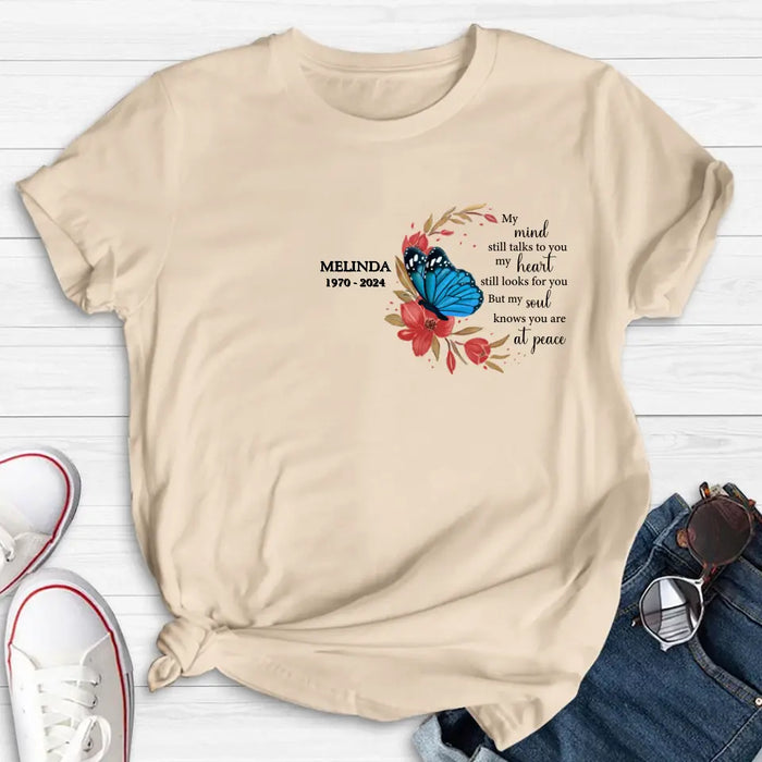 Custom Personalized Flower Memorial Shirt/Hoodie - Memorial Gift Idea for Mother's Day/Father's Day - My Mind Still Talks To You