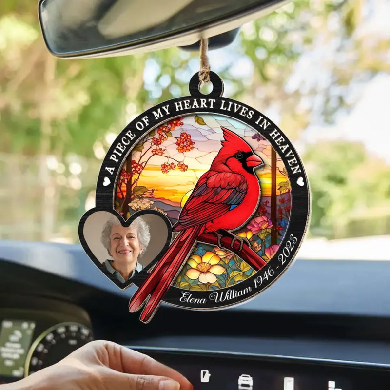 Personalized Memorial Photo Suncatcher Ornament - Memorial Gift Idea for Mother's Day/Father's Day - A Piece Of My Heart Lives In Heaven