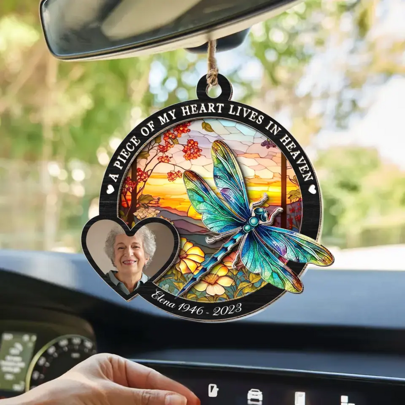 Personalized Memorial Photo Suncatcher Ornament - Memorial Gift Idea for Mother's Day/Father's Day - A Piece Of My Heart Lives In Heaven
