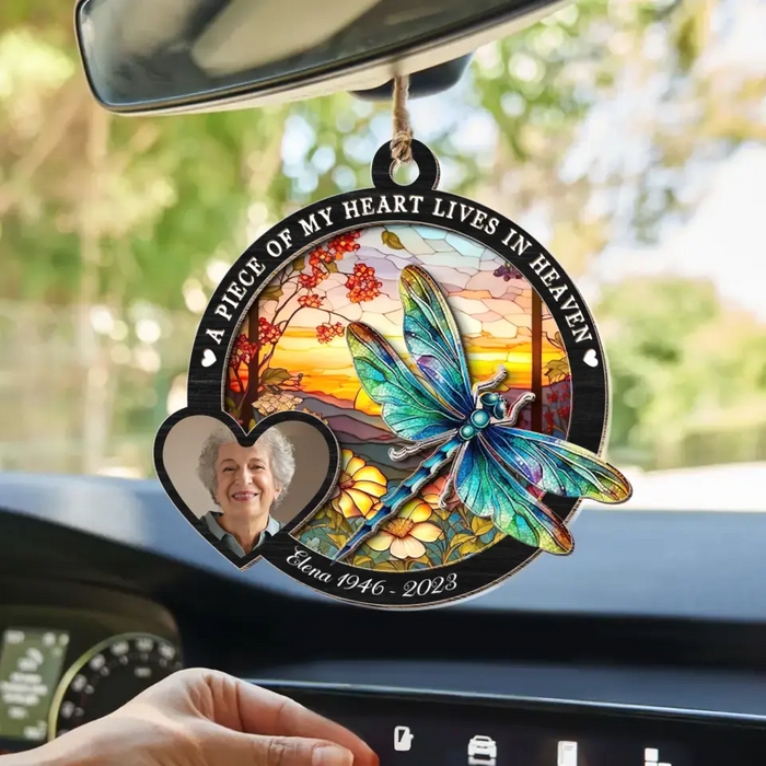Custom Personalized Memorial Photo Suncatcher Ornament - Memorial Gift Idea for Mother's Day/Father's Day - A Piece Of My Heart Lives In Heaven