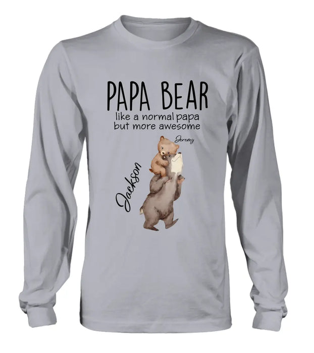 Custom Personalized Bear Family Shirt/Hoodie - Upto 5 Kids - Gift for Mother's Day/Father's Day - Papa Bear Like A Normal Papa But More Awesome