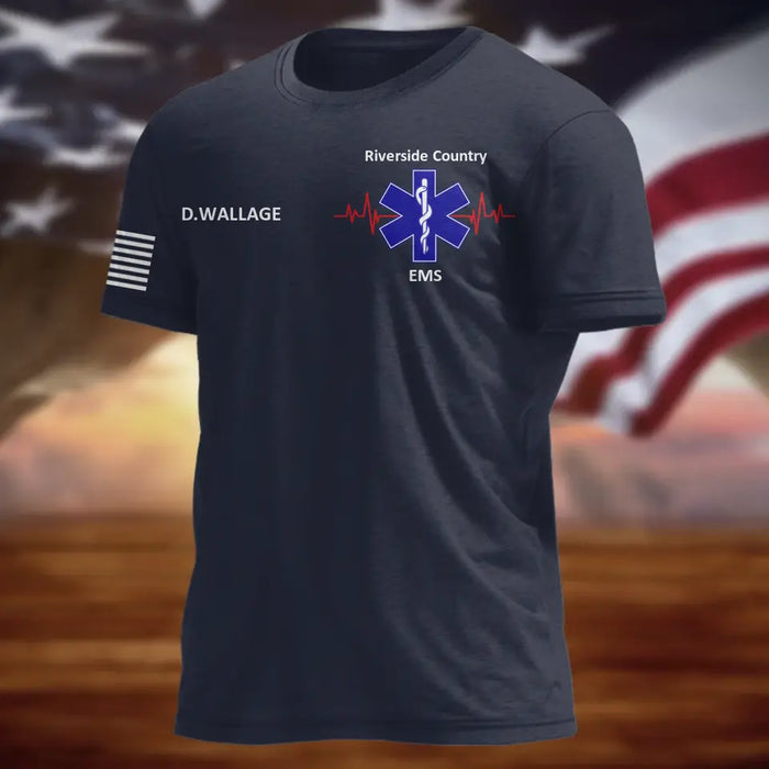 Custom Personalized EMS/ EMT/ Paramedic/ Firefighter/ Police  AOP T-shirt - Gift Idea For Paramedic/ Firefighter/ Police - No One Fights Alone