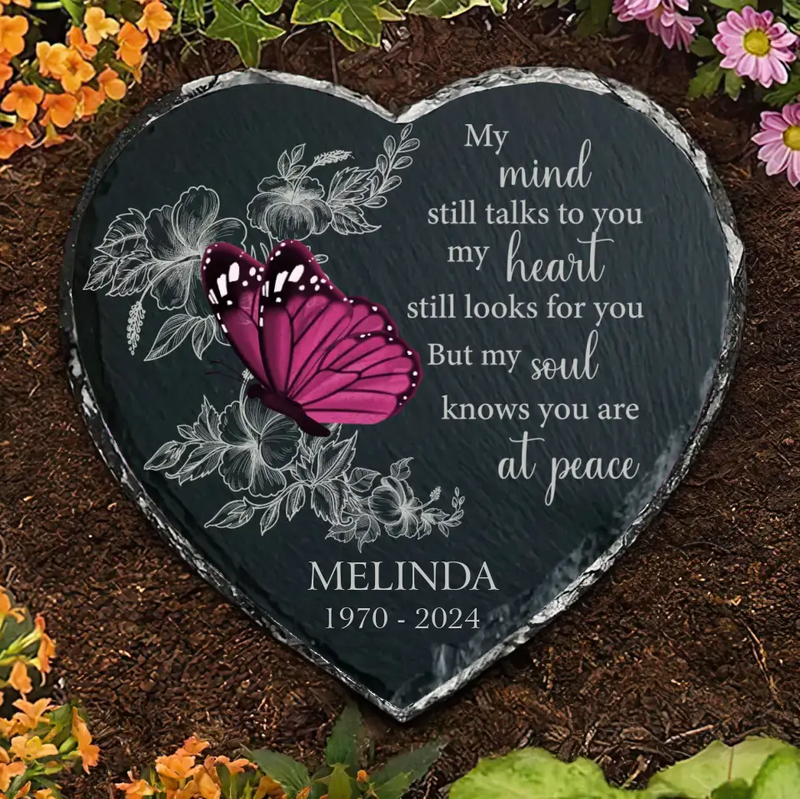 Personalized Memorial Heart Lithograph - Memorial Gift Idea for Mother's Day/Father's Day - My Mind Still Talks To You My Heart Still Looks For You