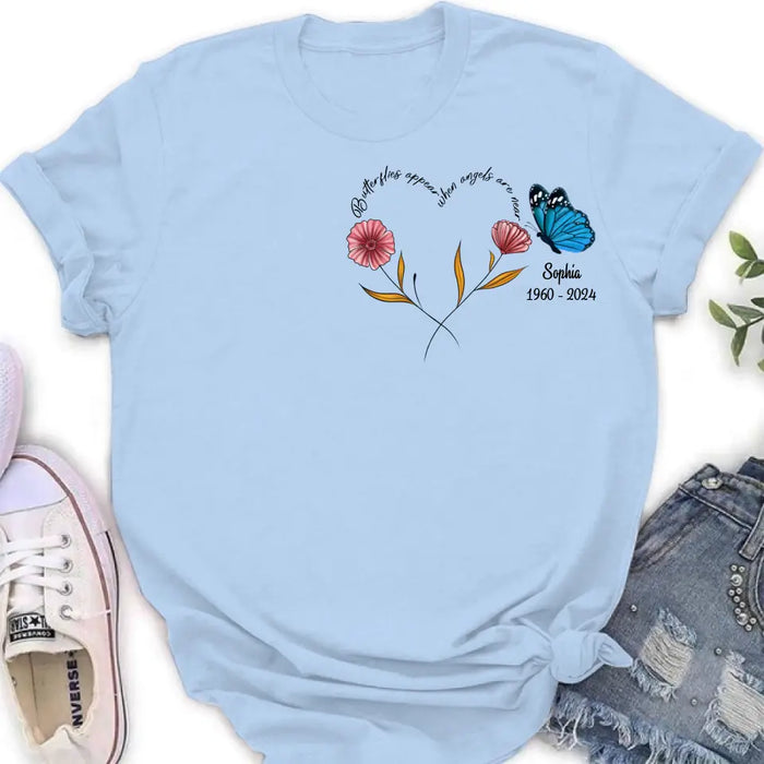 Custom Personalized Memorial Shirt/Hoodie - Memorial Gift Idea for Mother's Day/Father's Day - Butterflies Appear When Angels Are Near