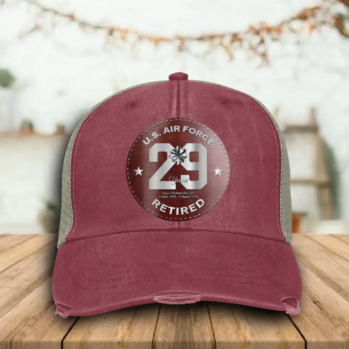 Custom Personalized Retired Veteran Distressed Ollie Cap - Father's Day Gift Idea for Veteran