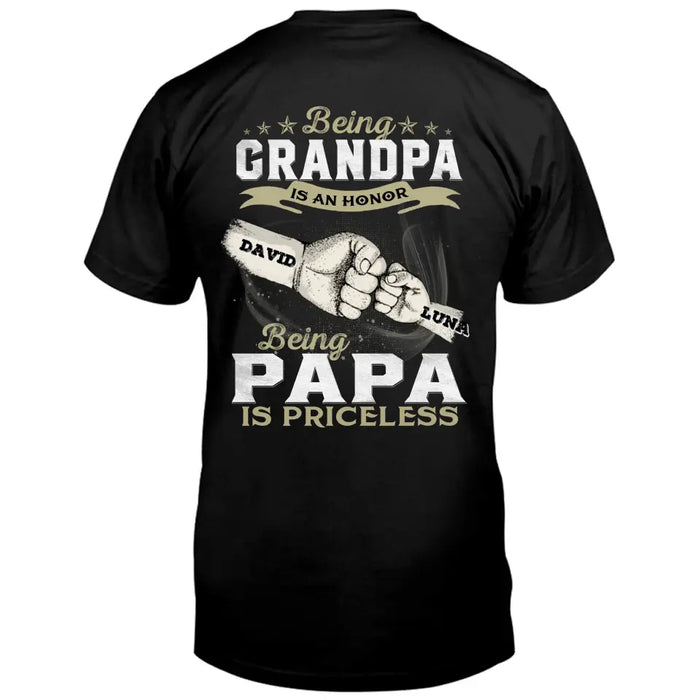 Custom Personalized Grandpa Shirt/Hoodie - Father's Day Gift Idea - Being Grandpa Is An Honor Being Papa Is Priceless