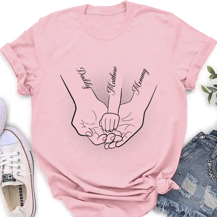 Custom Personalized Family Hand In Hand Shirt/ Hoodie - Mother's Day/ Father's Day Gift Idea - Upto 3 Kids