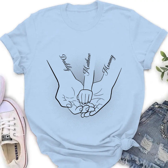 Custom Personalized Family Hand In Hand Shirt/ Hoodie - Mother's Day/ Father's Day Gift Idea - Upto 3 Kids