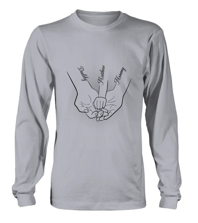 Personalized Family Hand In Hand Shirt/Hoodie - Mother's Day/Father's Day Gift Idea - Up to 3 Kids