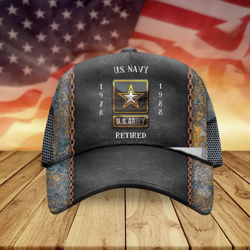 Personalized Retired Veteran Baseball Cap - Father's Day Gift Idea for Veteran