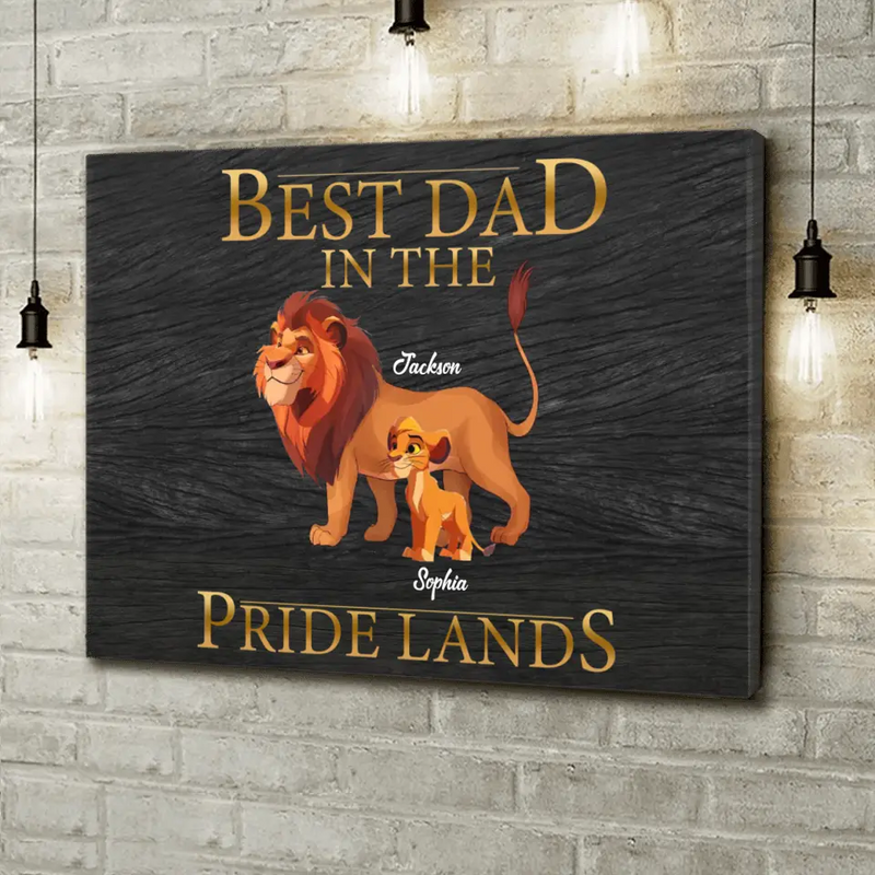 Personalized Lion Canvas - Up to 7 Children - Father's Day Gift Idea for Dad - Best Dad In The Pride Lands