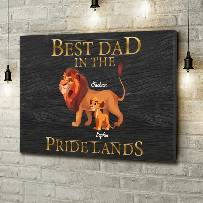 Custom Personalized Lion Canvas - Upto 7 Children - Father's Day Gift Idea for Dad - Best Dad In The Pride Lands
