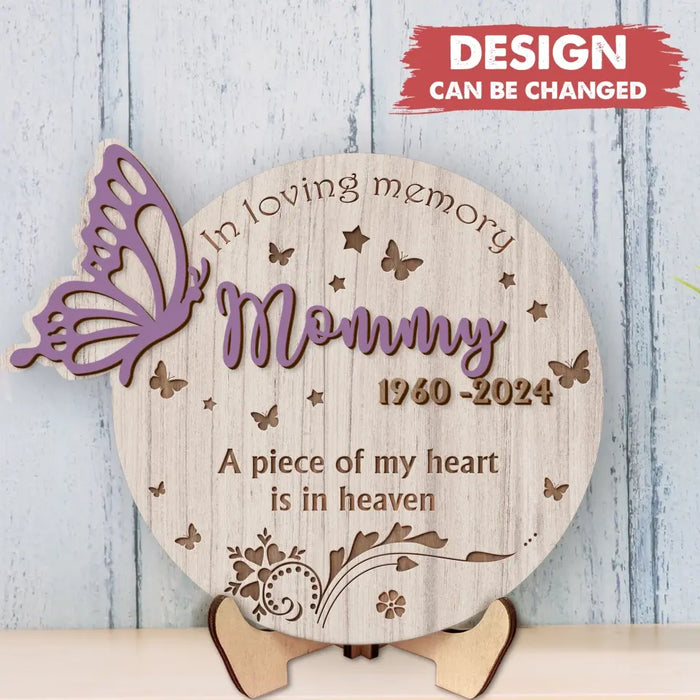 Custom Personalized Memorial Butterfly Wooden Art - Father's Day/Mother's Day Gift Idea for Family - God Has You In His Arms I Have You In My Heart