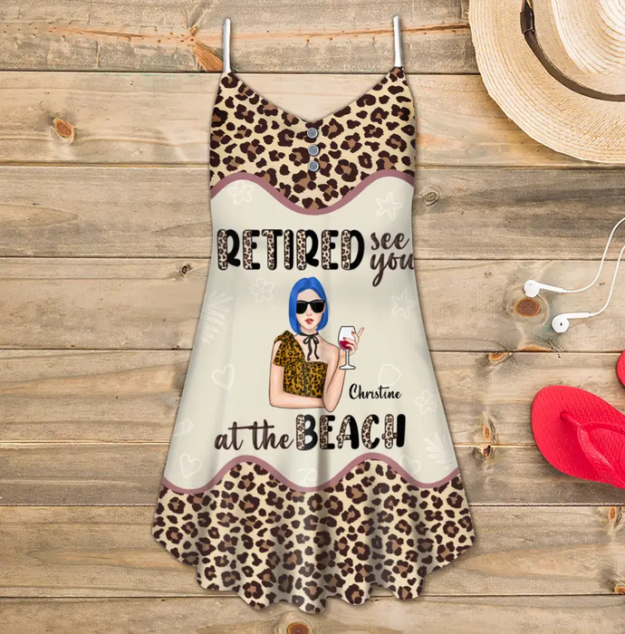 Custom Personalized Beach Cami Dress - Mother's Day Gift Idea for Friends/Besties - Retired See You At The Beach